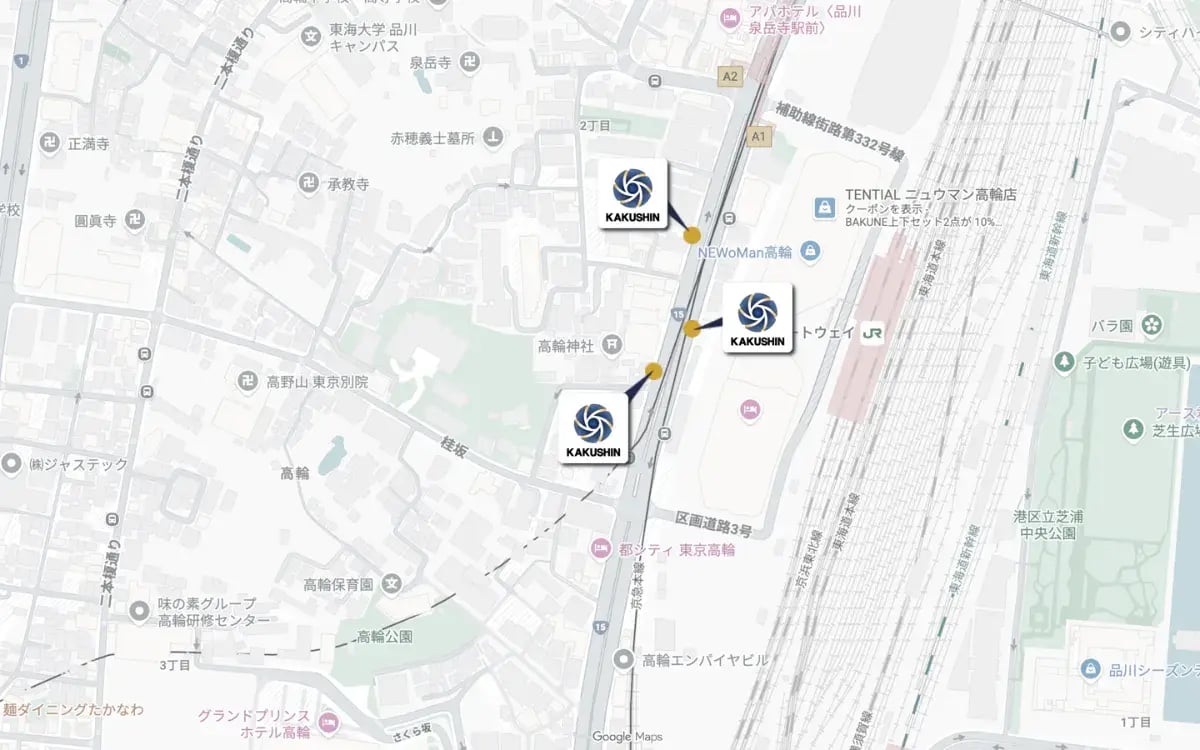 カクシン消火栓標識設置場所（品川駅周辺）