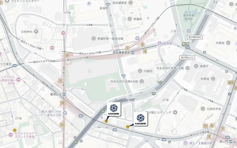 カクシン消火栓標識設置場所（溜池山王駅周辺）
