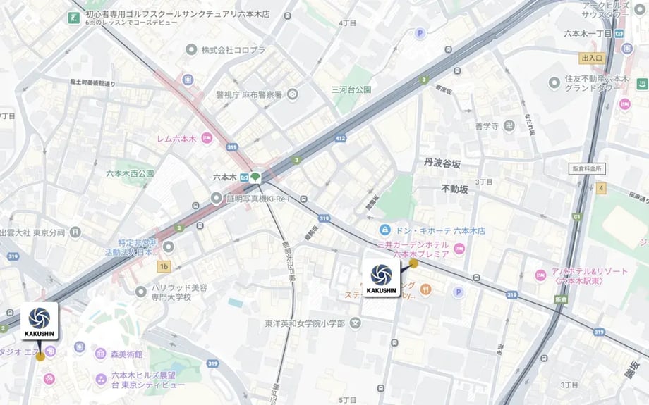 カクシン消火栓標識設置場所（六本木駅周辺）